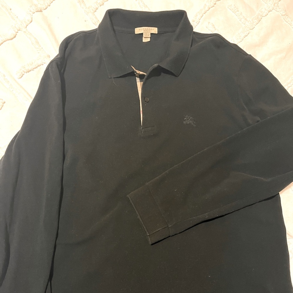 Black long sleeve Burberry polo